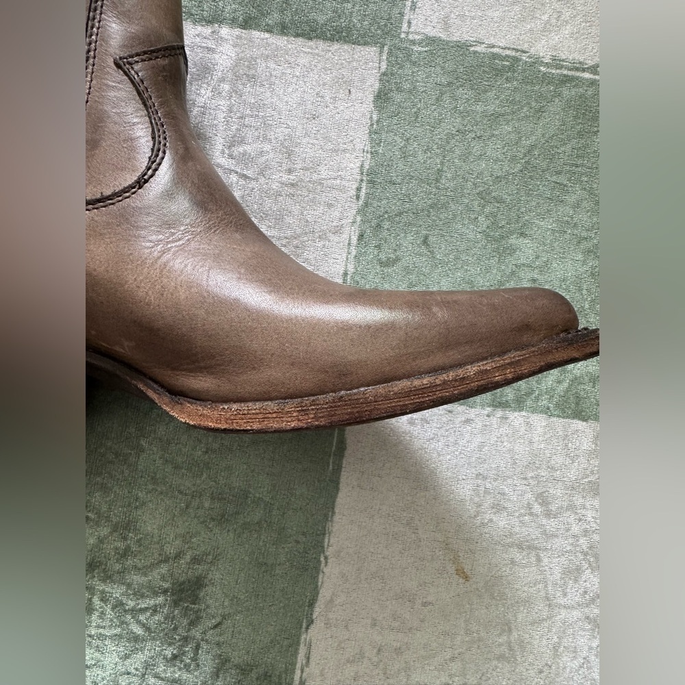 Frye Gray Leather Distressed Ankle Boots - Picture 8 of 12